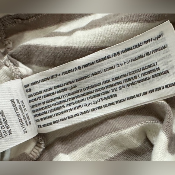 Abercrombie & Fitch SoftAF Striped Oversized Pocket Tee – Taupe & Cream, Size L - Picture 5 of 5